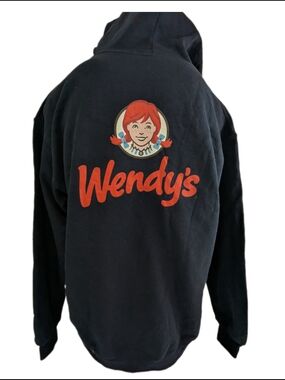 Wendy's NWOT Blue  Hoodie With Logo On Back Medium Unisex